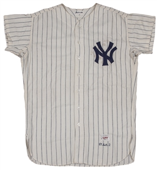 1961 Yogi Berra Game Used World Series New York Yankees Home Pinstripe Jersey Worn For Last Ever World Series Home Run! Photo Matched to Game 2 (Berra LOA, Resolution Photomatch& MEARS)